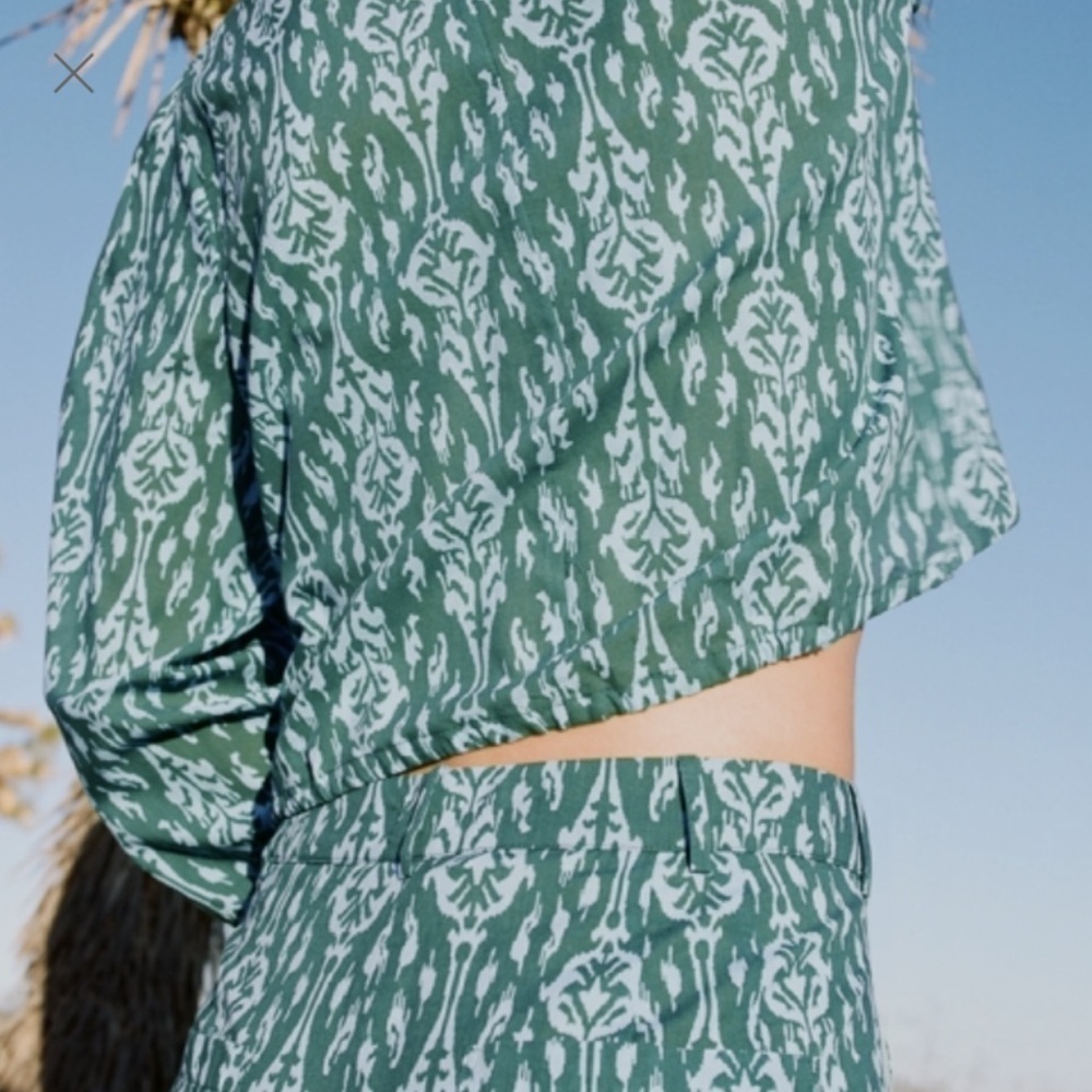ZARA TWO PIECE BATIK PRINT TOP AND TROUSER SET SIZE XS/S - Picture 5 of 16